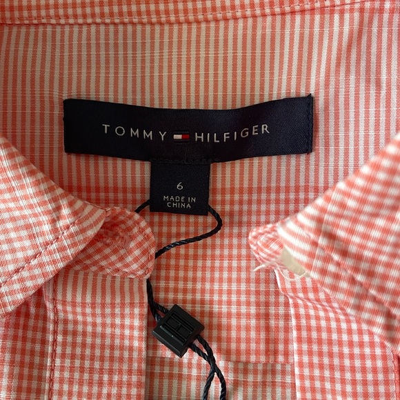 Tommy Hilfiger Women’s SZ 6 Sleeveless Button Down Orange Plaid Summer Dress NWT - Picture 2 of 15